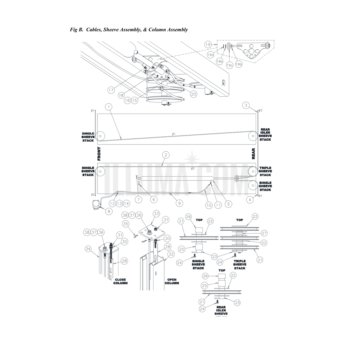 Cables, Sheeve Assembly & Column Assembly