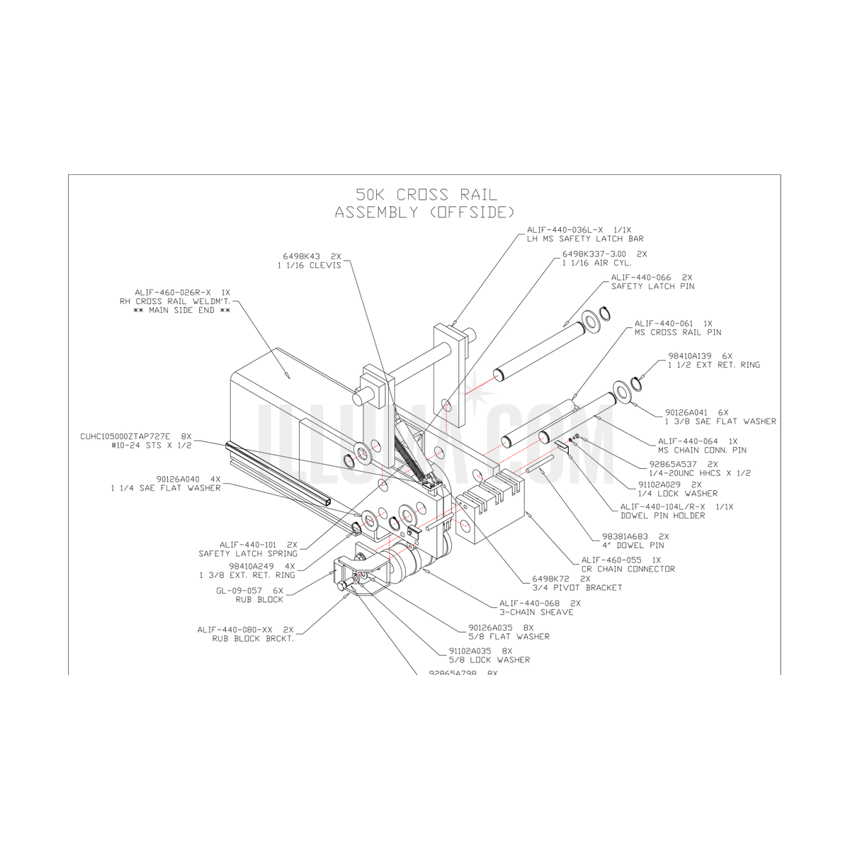 Cross Rail Assembly (Offside)