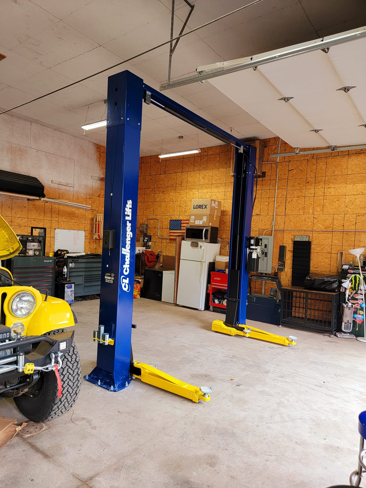 Completed 2-post lift installation